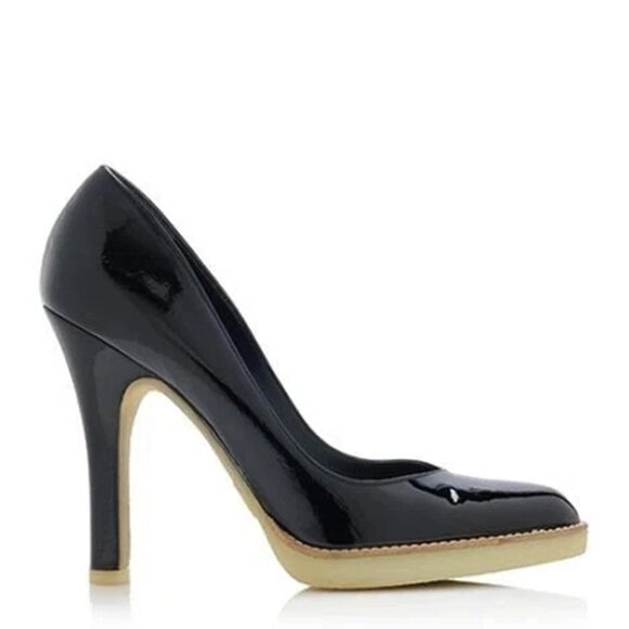$950 GUCCI Vernice Diamond Patent Leather Pumps Black Heels Platform 7 (MG19) - Picture 1 of 9